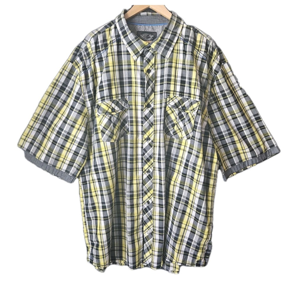 Mens Short Sleeve Button Down Shirt Sz. 4XLB Drill Clothing Co. Casual Plaid